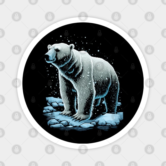 Polar Bear In The Snow Magnet by Sun Elk